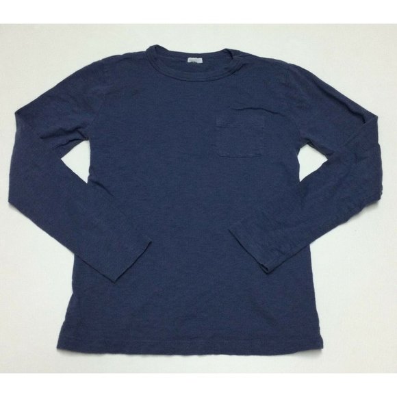 J Crew Crewcuts Boys Long Sleeve T-shirt Size 8 Shirt Tee Blue Pullover Pocket B - Picture 1 of 3